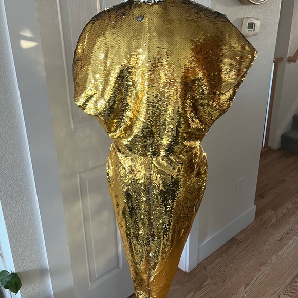 AMEN Cocktail Dress Gold & Silver Sequin 42 6 - Picture 9 of 10